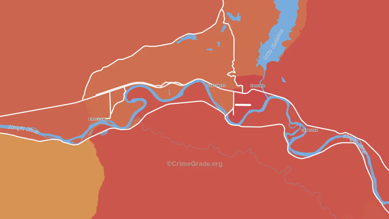 Concrete, WA Map of Theft Rates