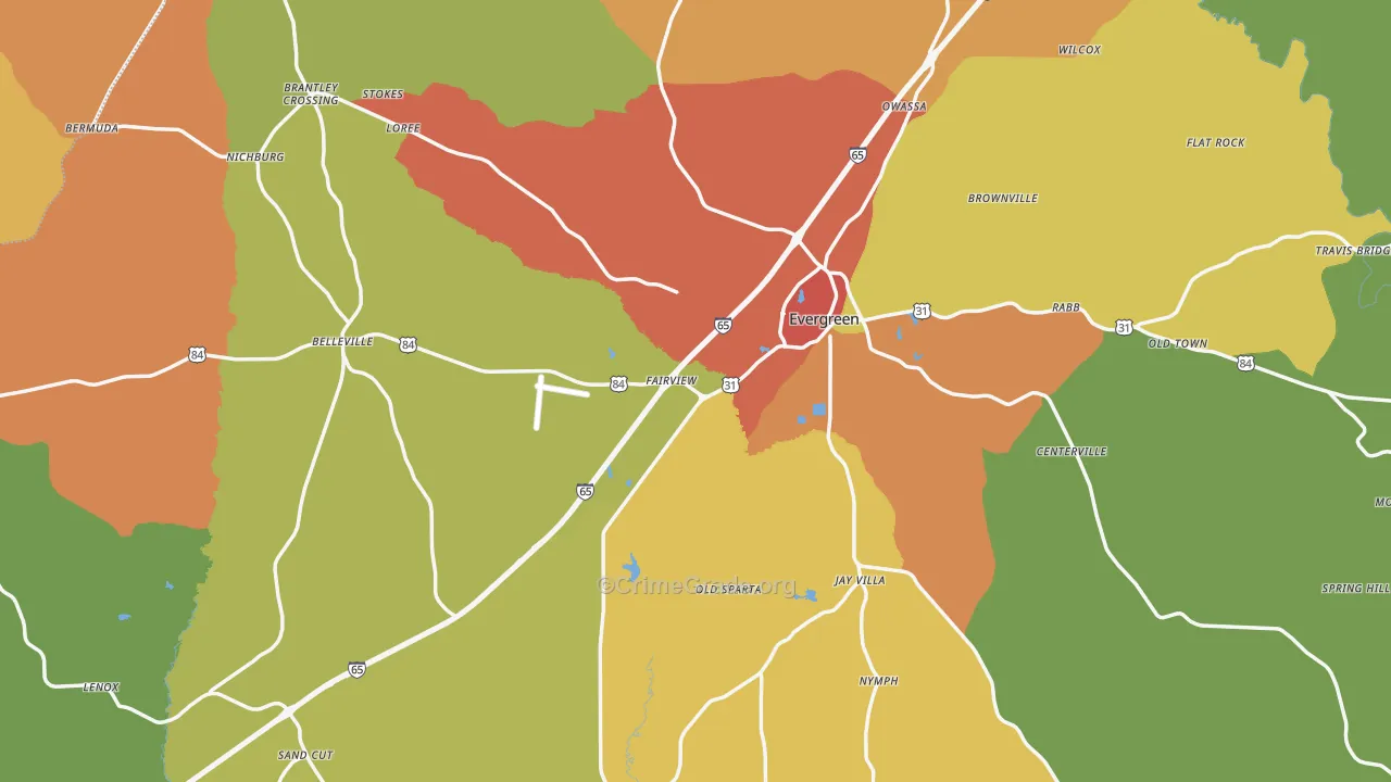 Conecuh County, AL Map of Theft Rates