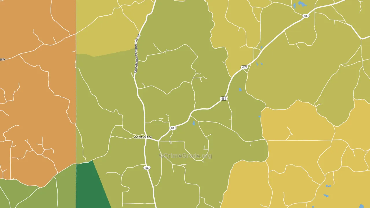 Conehatta, MS Map of Theft Rates