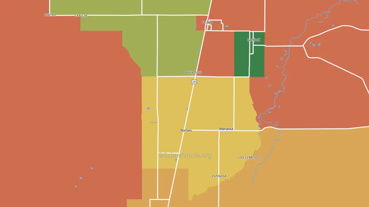 Conejos County, CO Map of Theft Rates