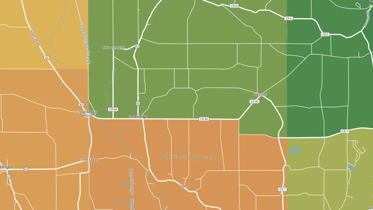 Conewango Valley, NY Map of Theft Rates