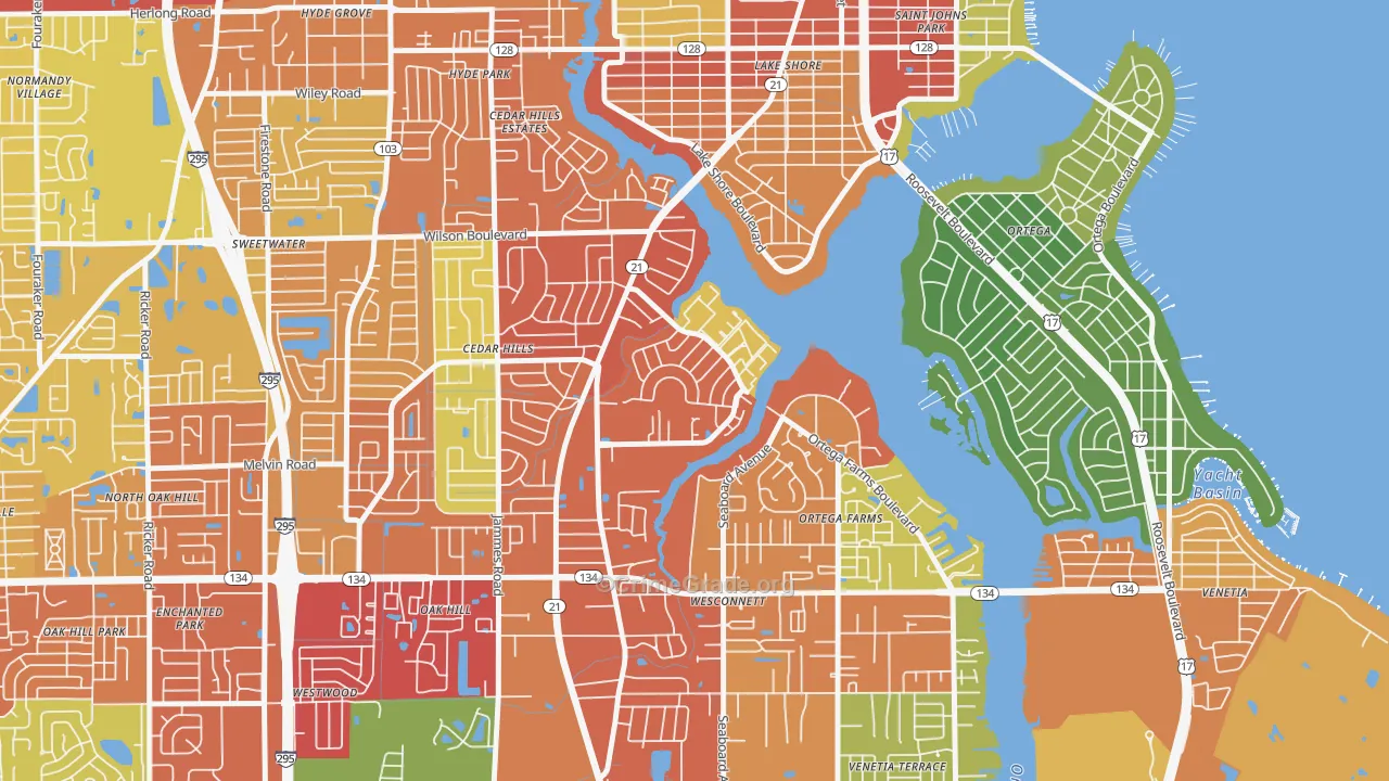 Confederate Point, Jacksonville, FL Map of Theft Rates