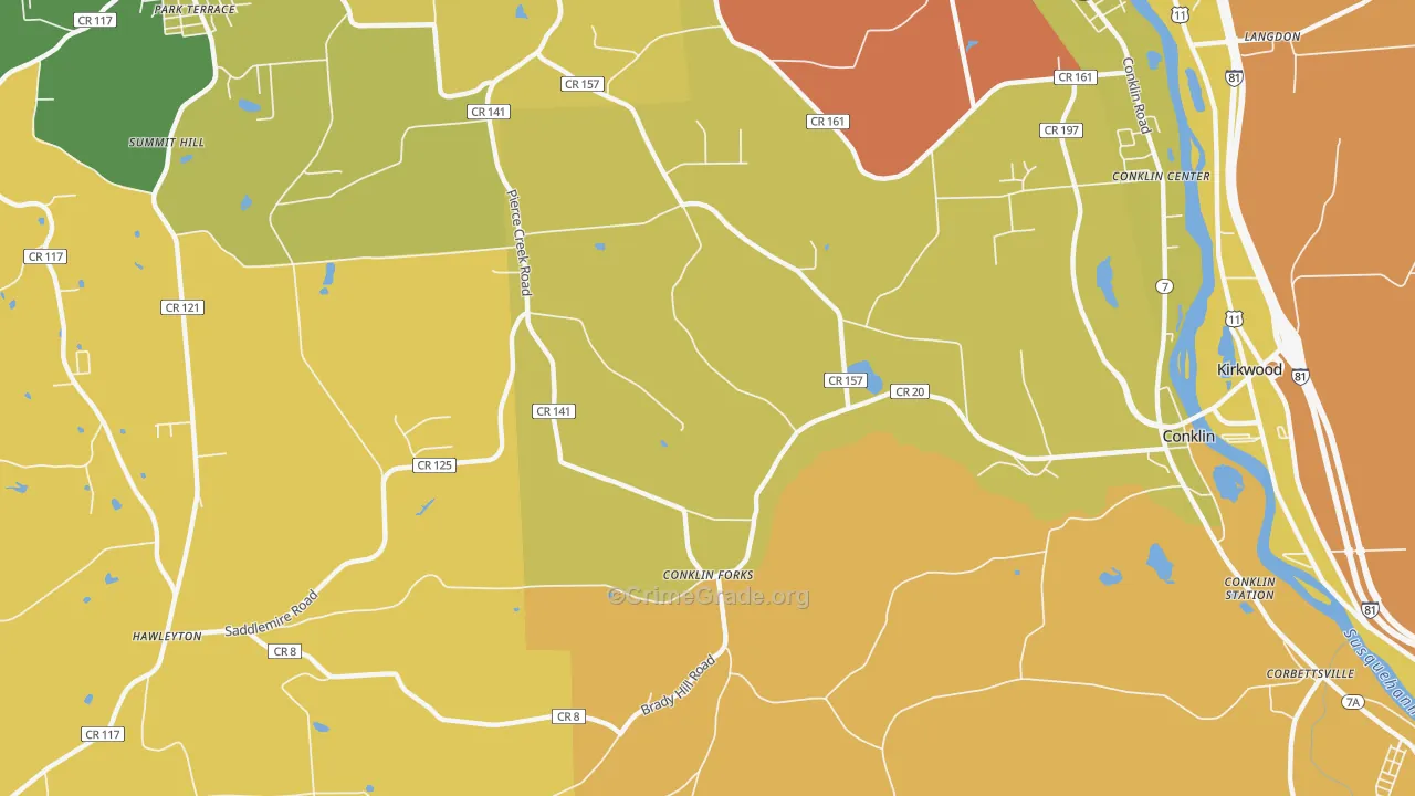 Conklin Forks, NY Map of Theft Rates