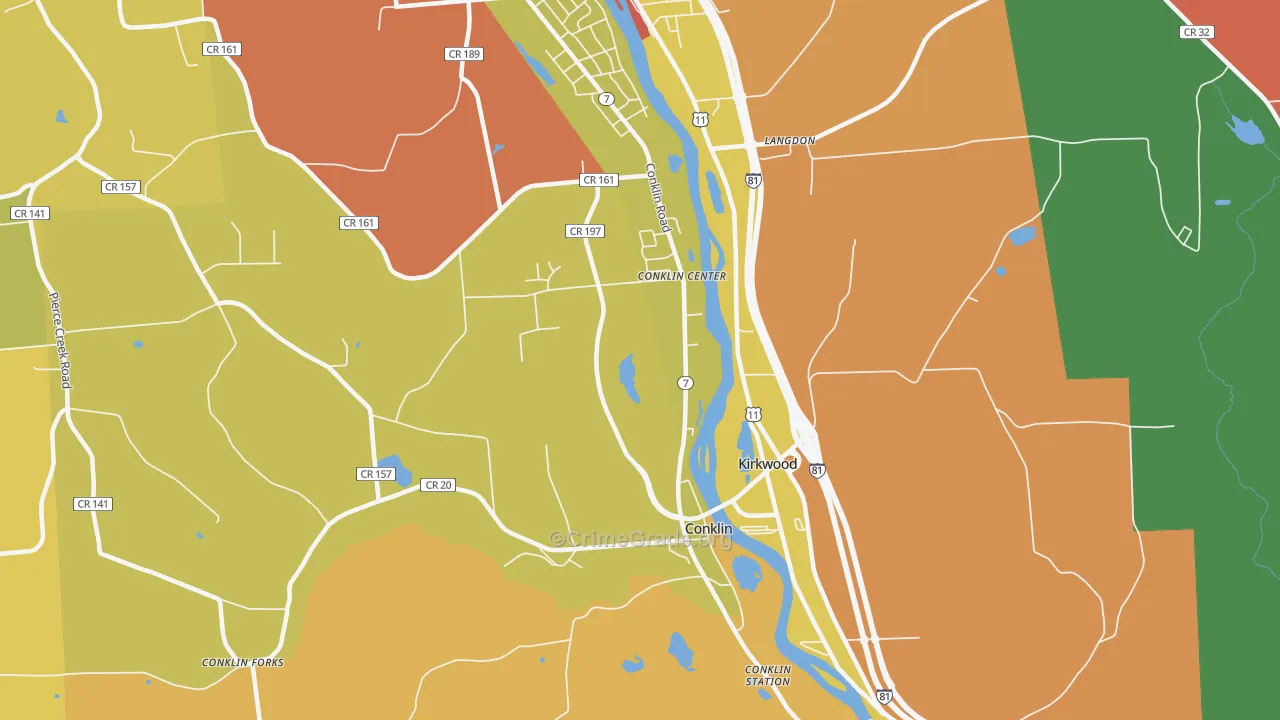 Conklin, NY Map of Theft Rates