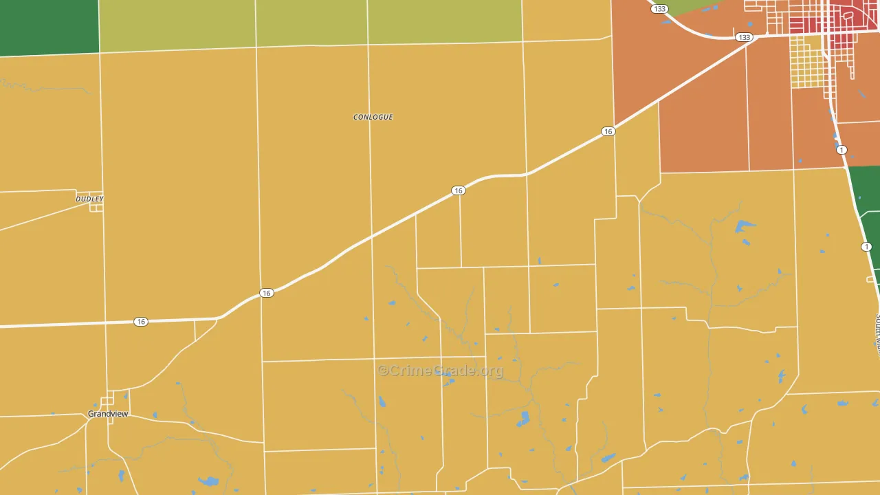 Conlogue, IL Map of Theft Rates