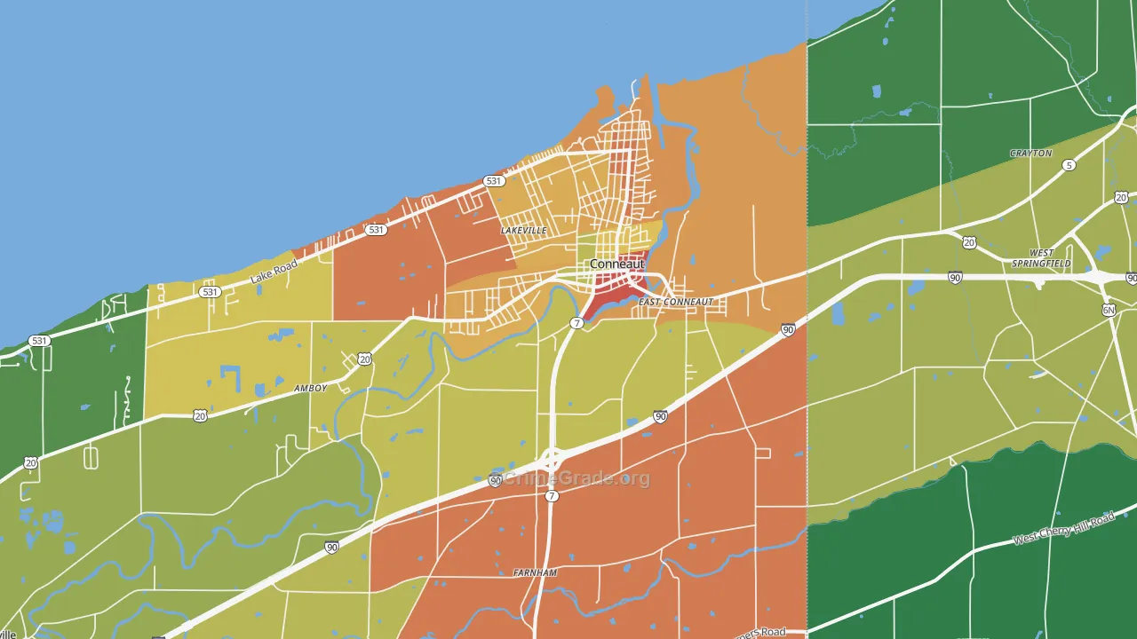 Conneaut, OH Map of Theft Rates