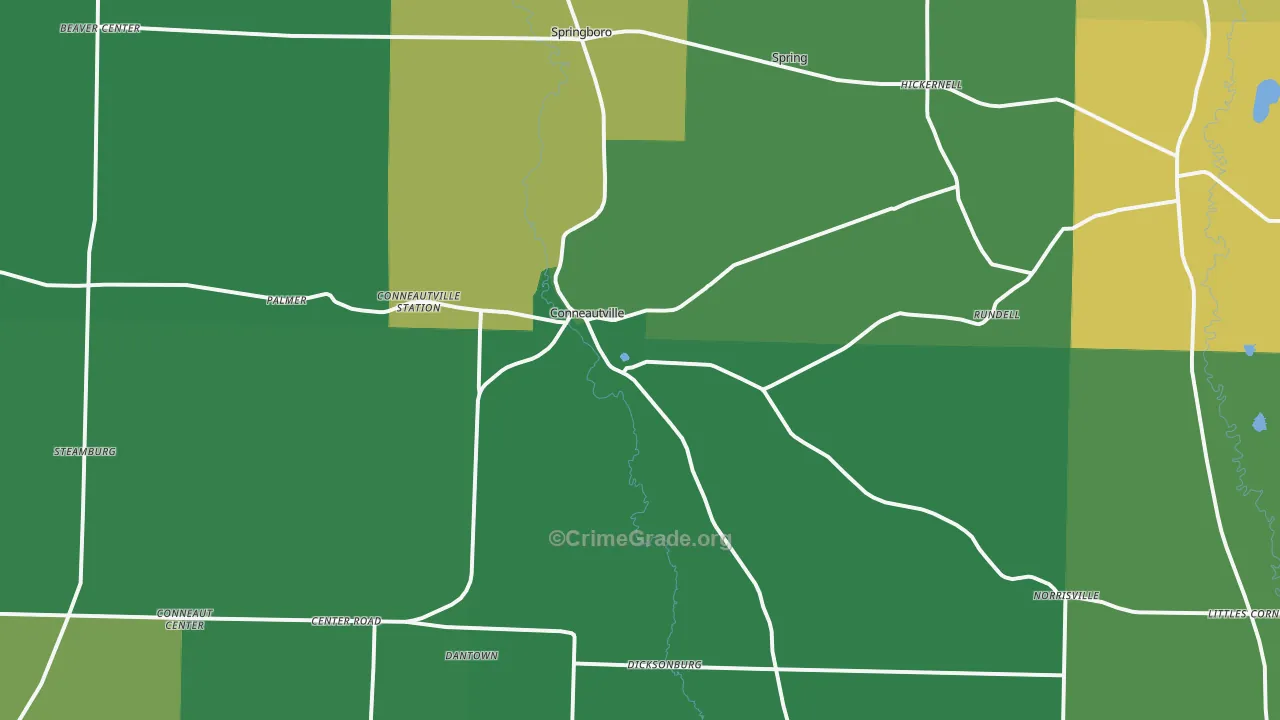 Conneautville, PA Map of Theft Rates