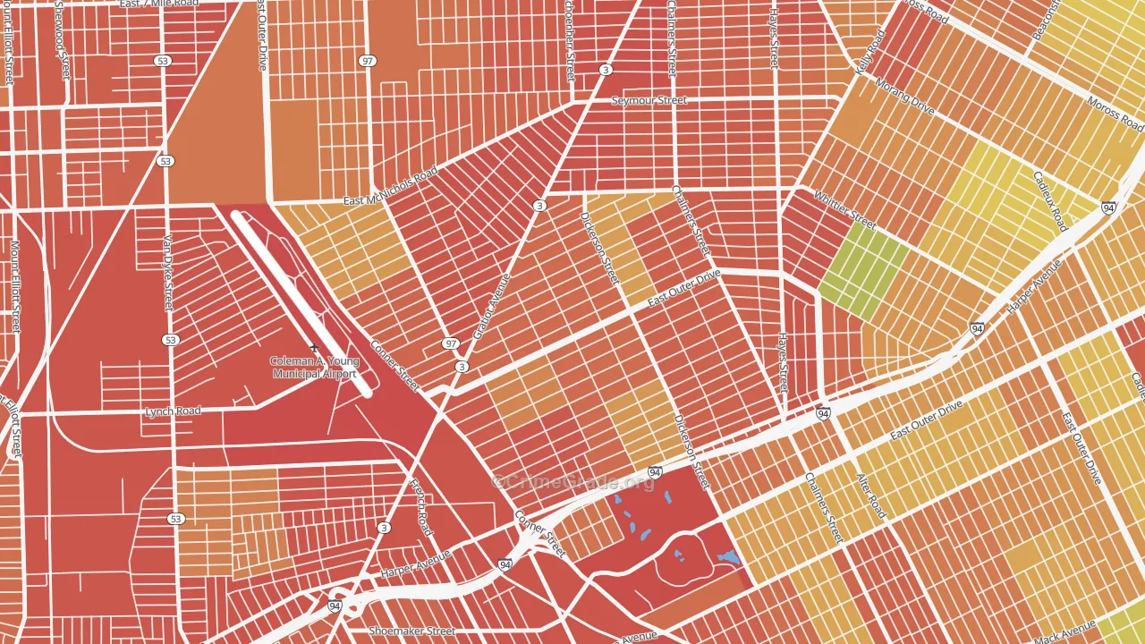 Conner, Detroit, MI Map of Theft Rates