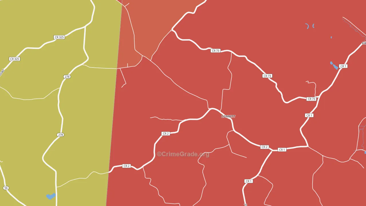 Connett, OH Map of Theft Rates