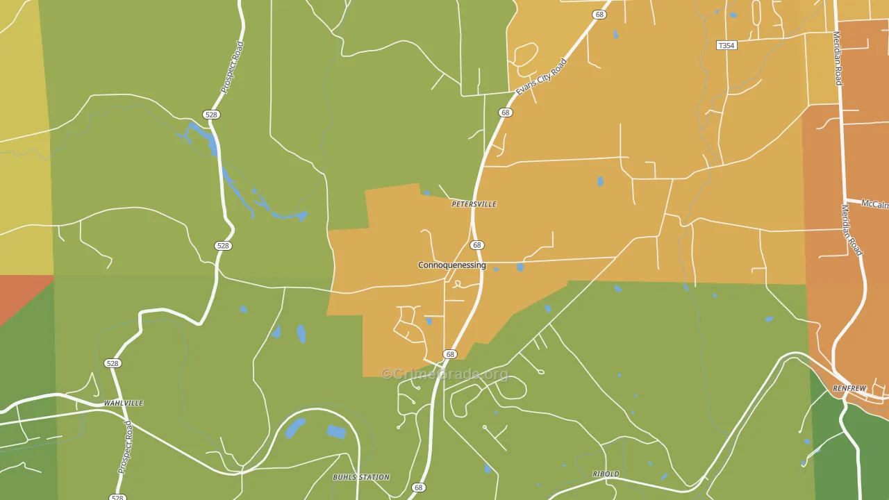 Connoquenessing, PA Map of Theft Rates