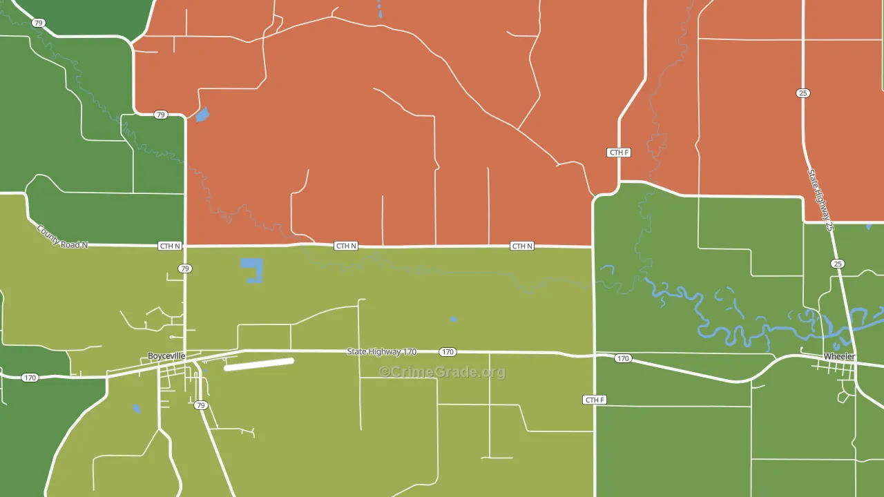 Connorsville, WI Map of Theft Rates