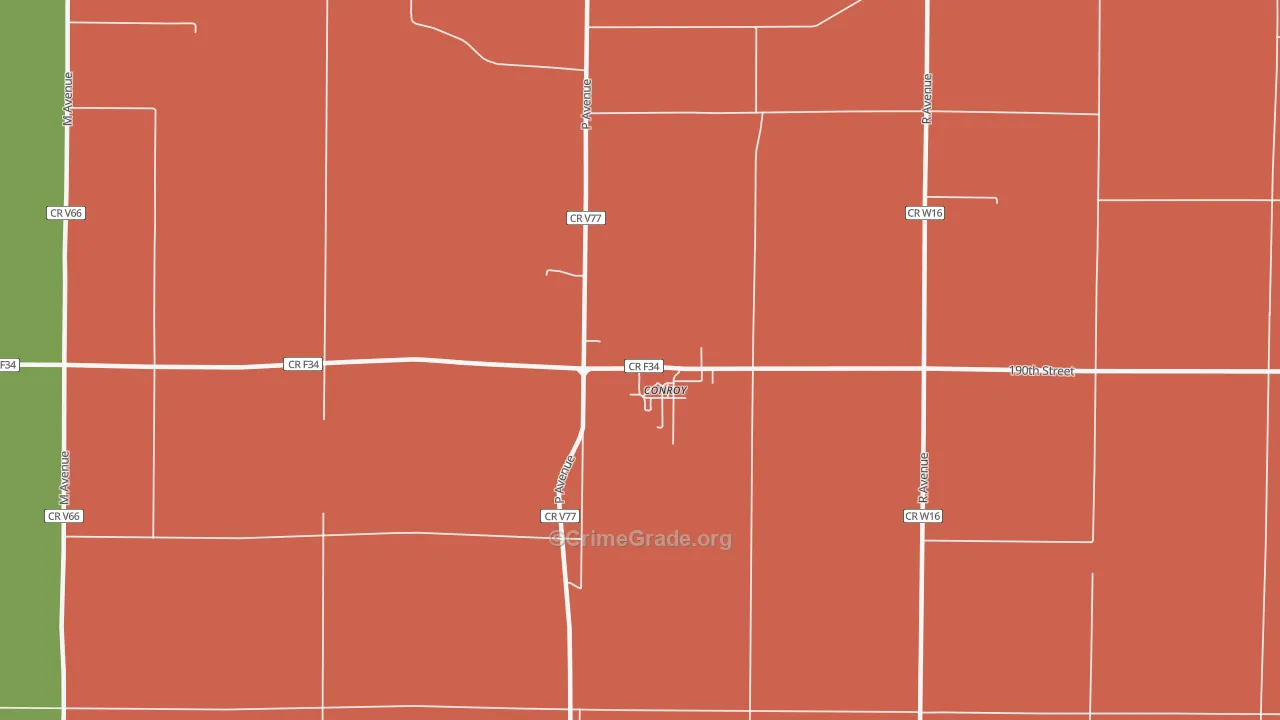 Conroy, IA Map of Theft Rates