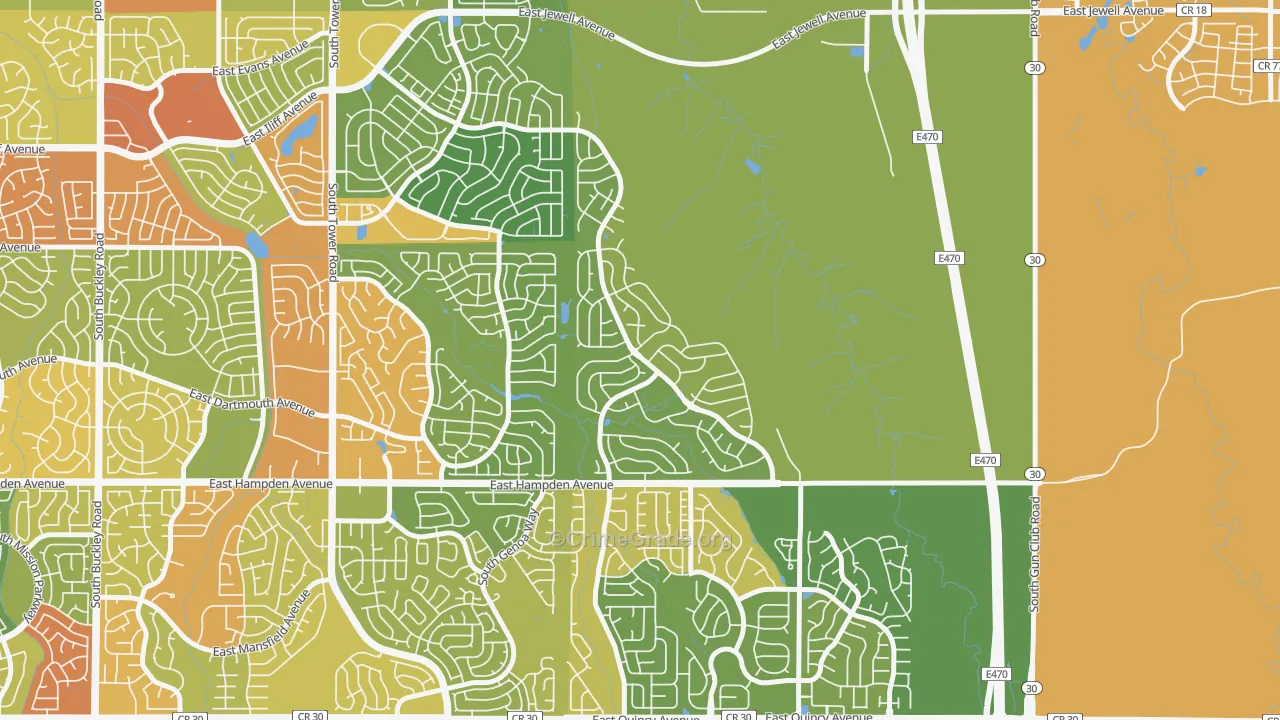 Conservatory, Aurora, CO Map of Theft Rates