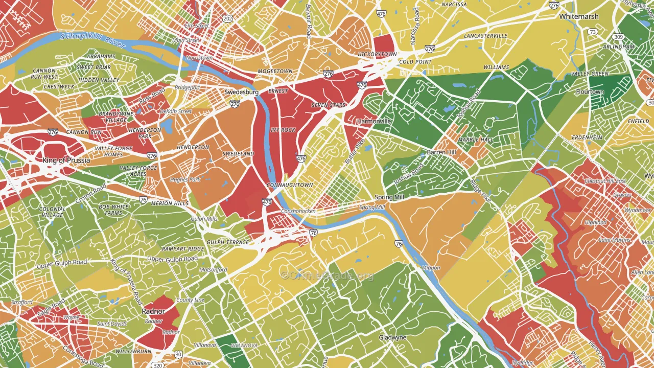 Conshohocken, PA Map of Theft Rates