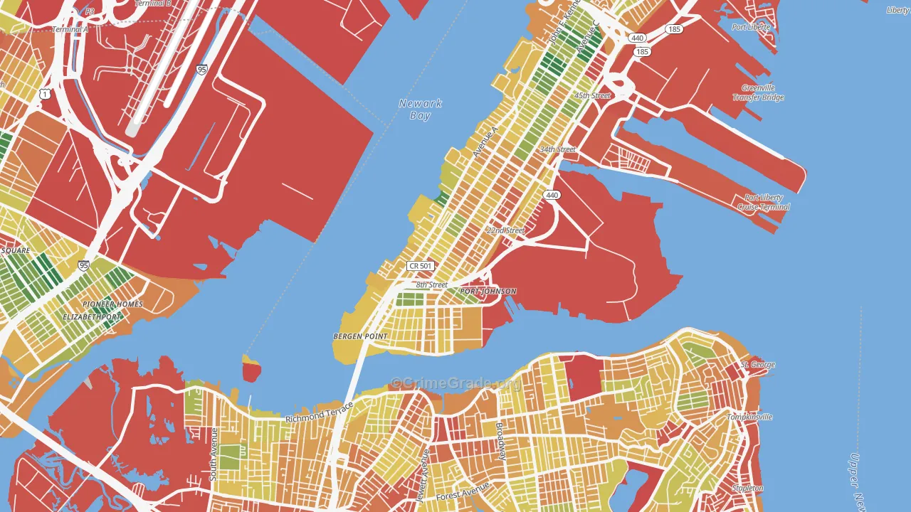 Constable Hook, Bayonne, NJ Map of Theft Rates
