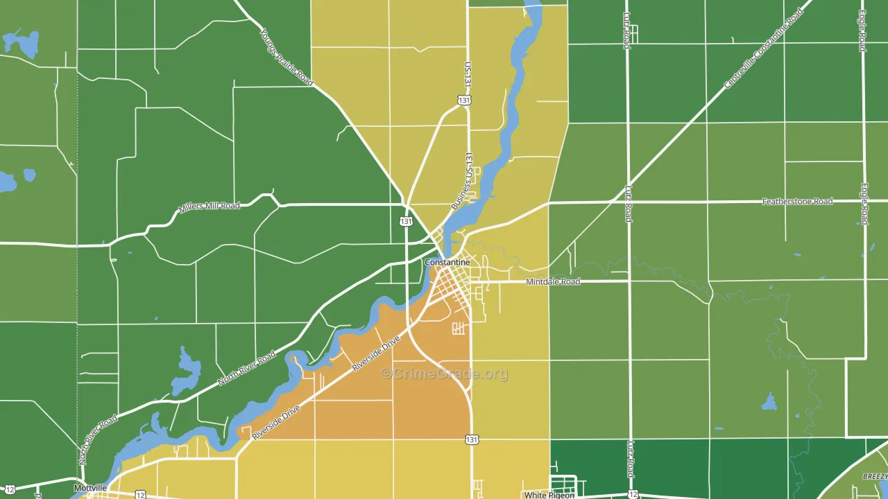 Constantine, MI Map of Theft Rates