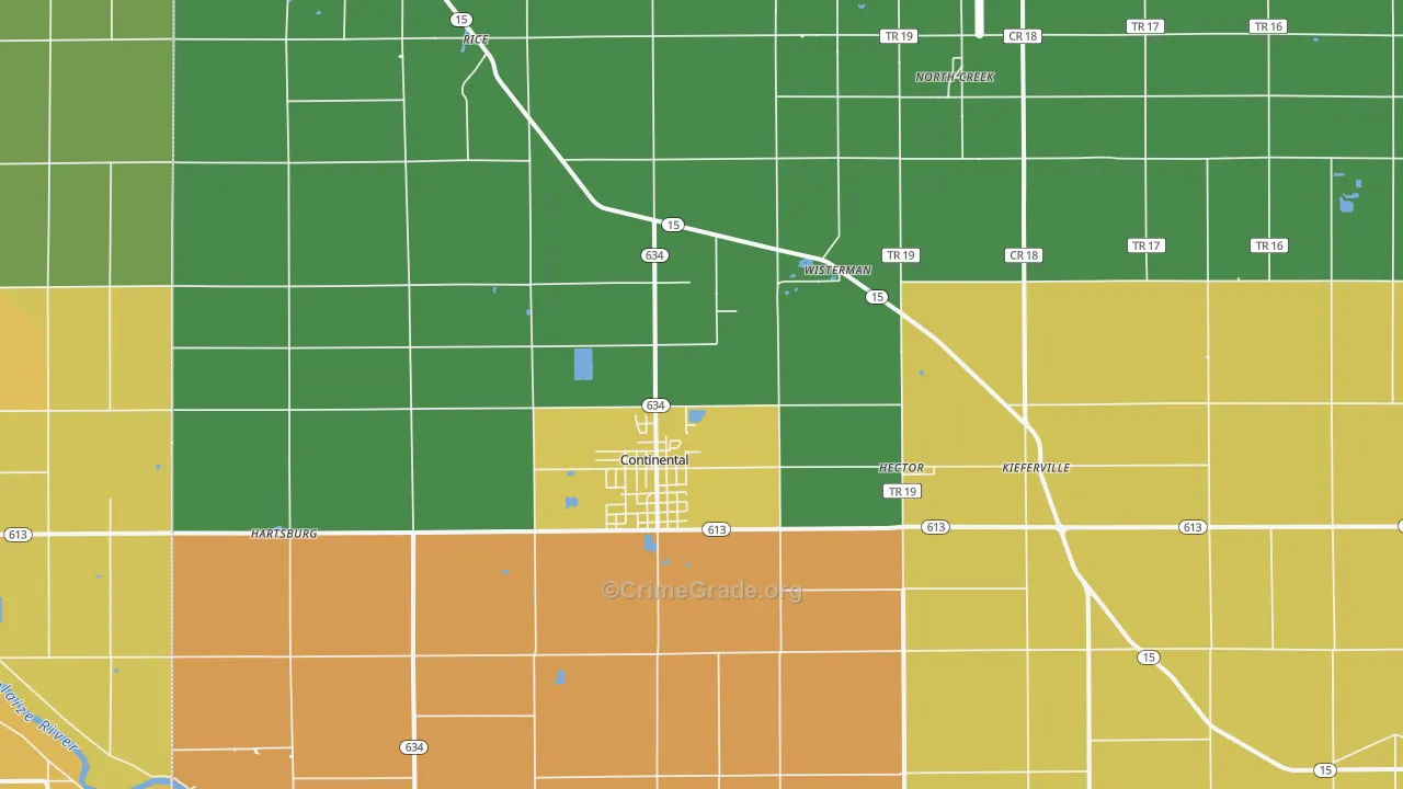 Continental, OH Map of Theft Rates
