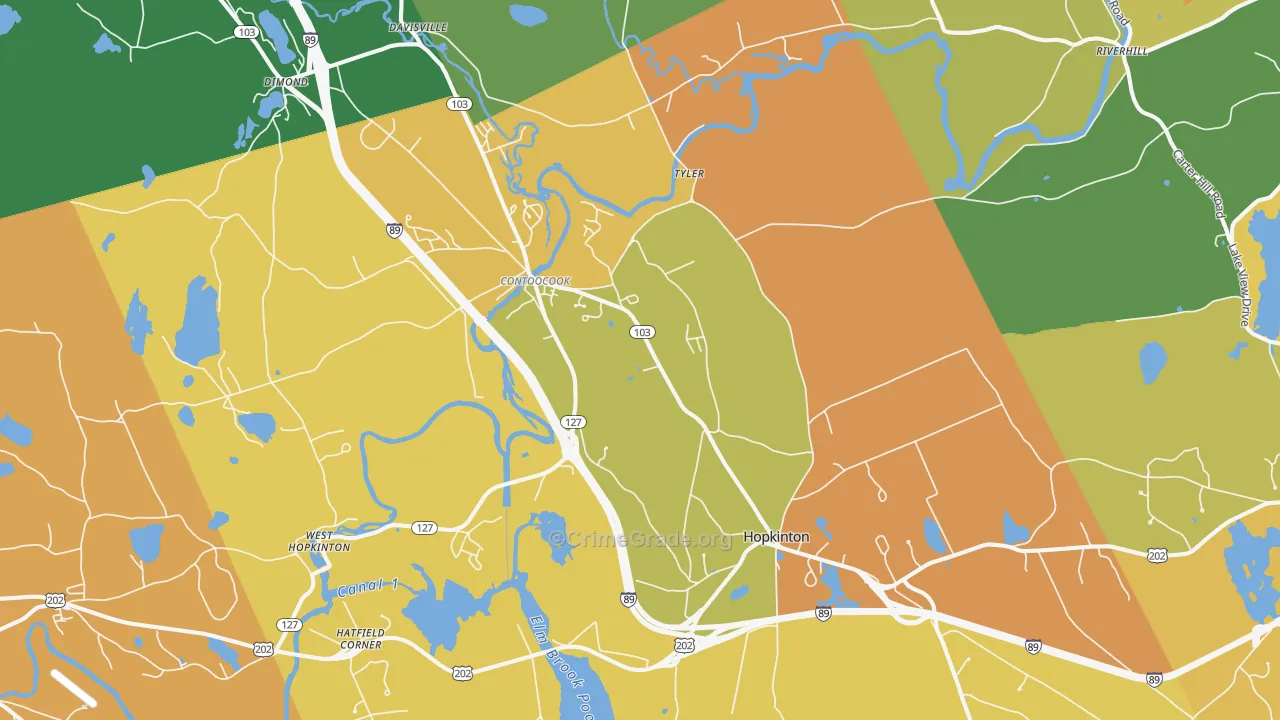Contoocook, NH Map of Theft Rates