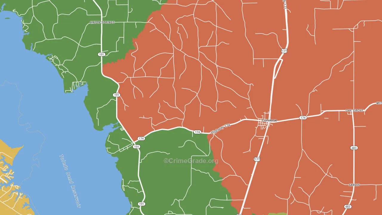 Converse, LA Map of Theft Rates
