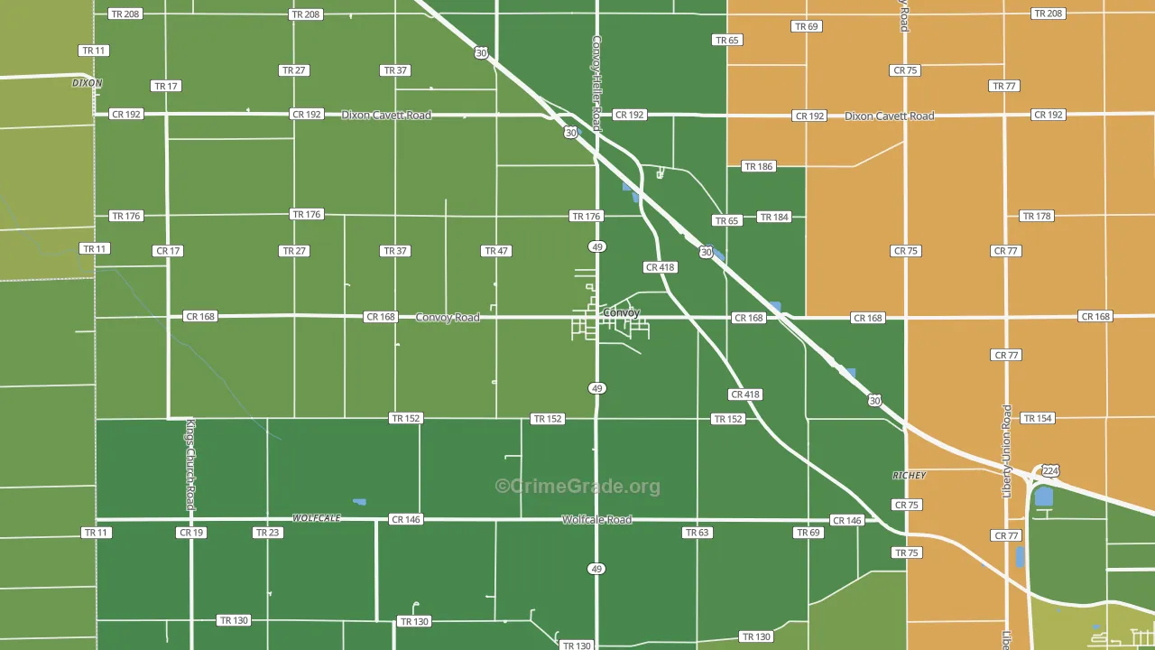 Convoy, OH Map of Theft Rates