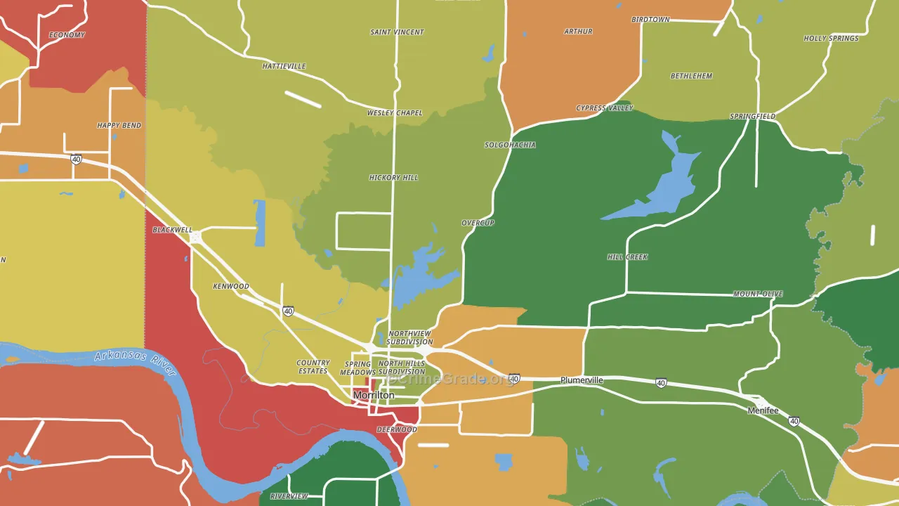 Conway County, AR Map of Theft Rates