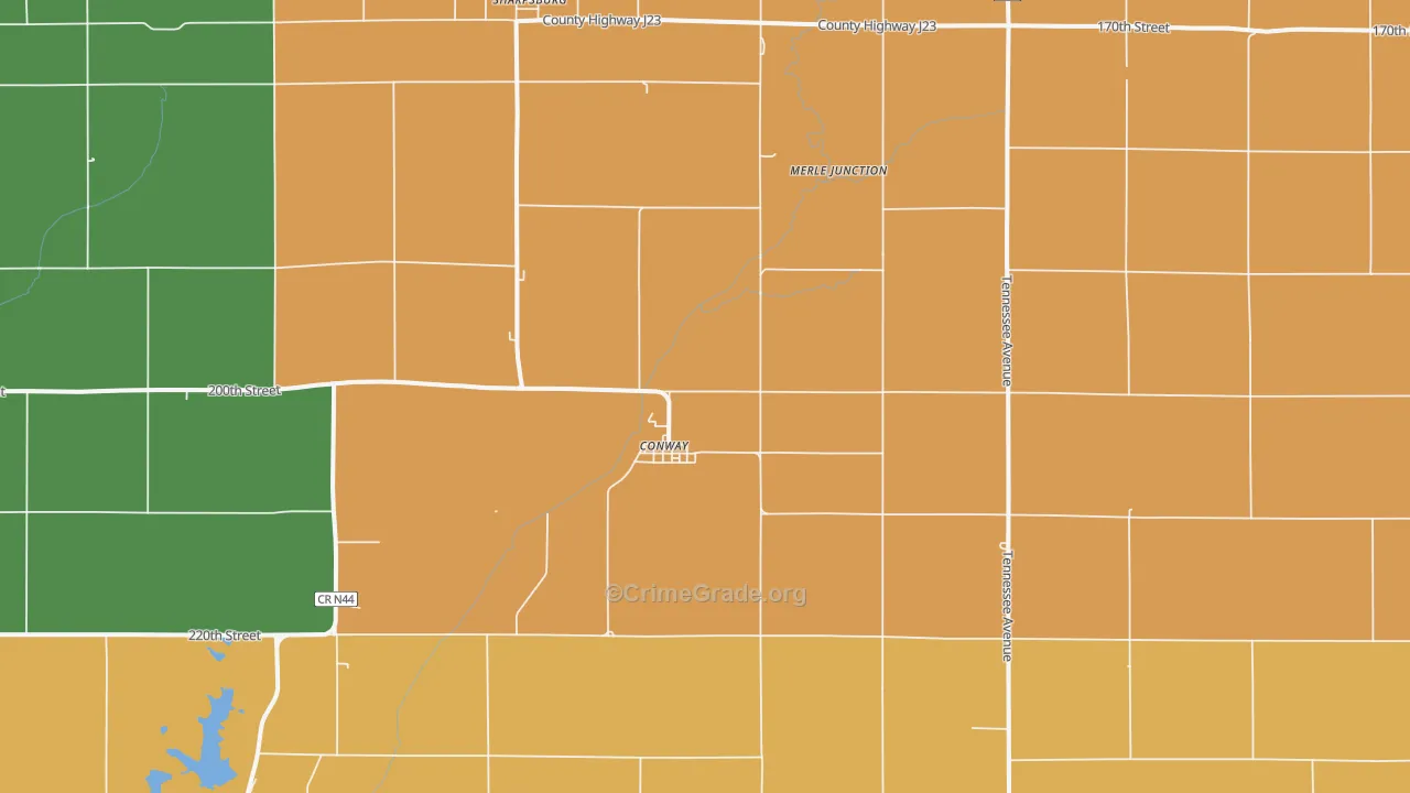 Conway, IA Map of Theft Rates