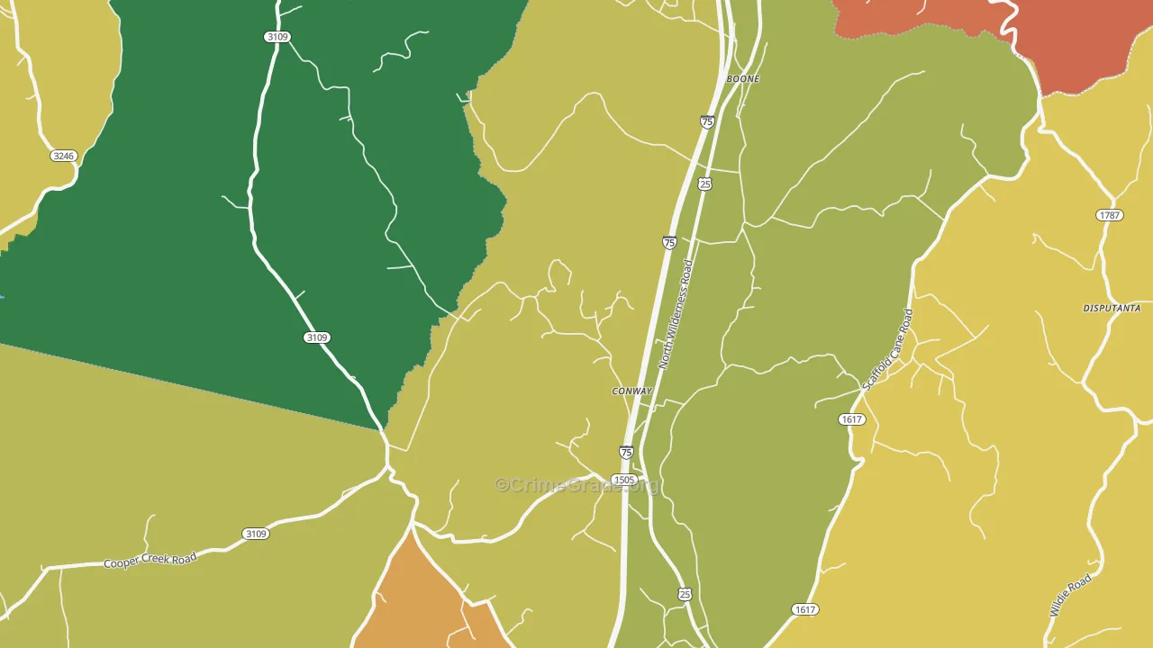Conway, KY Map of Theft Rates