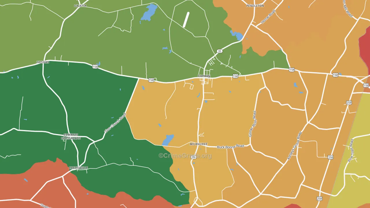 Conway, NC Map of Theft Rates
