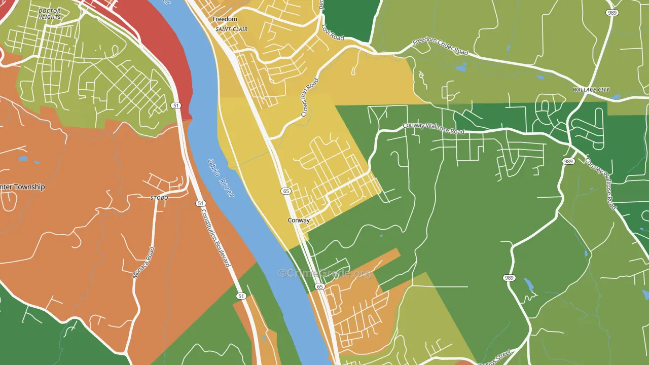Conway, PA Map of Theft Rates