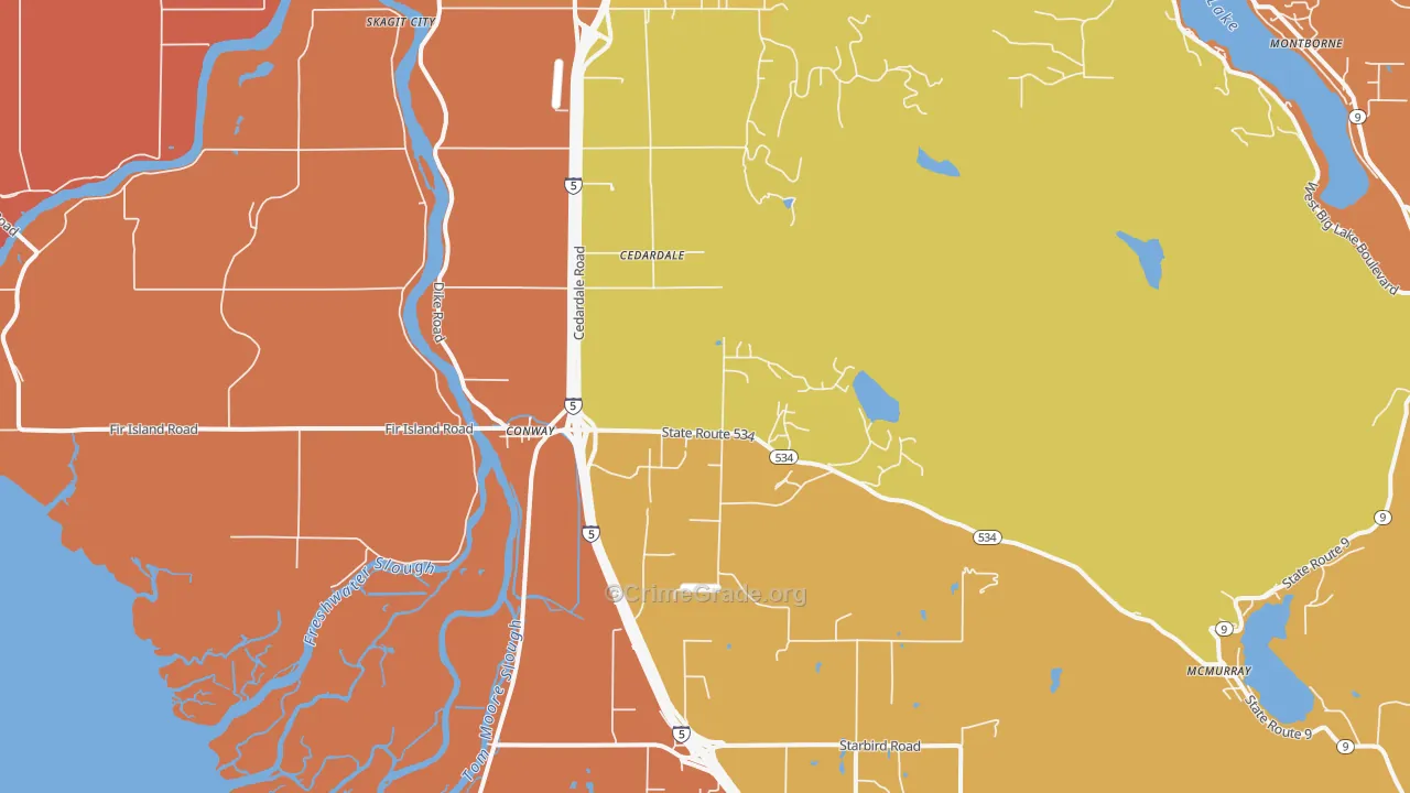 Conway, WA Map of Theft Rates