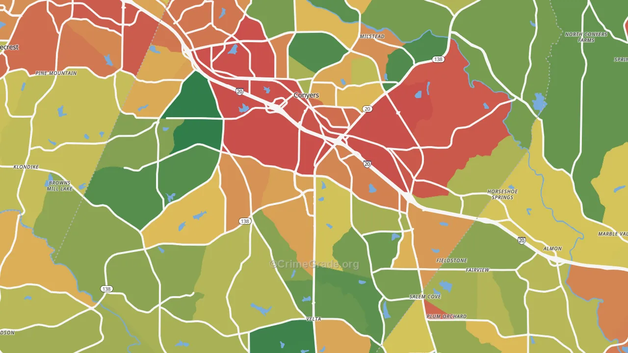 Conyers, GA Map of Theft Rates