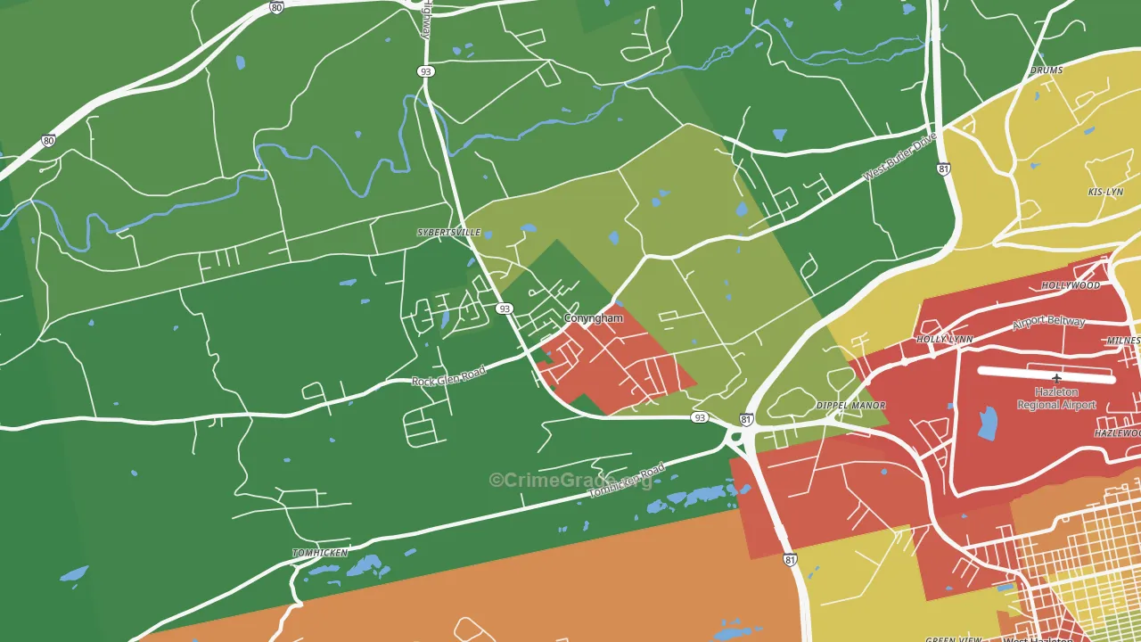 Conyngham, PA Map of Theft Rates