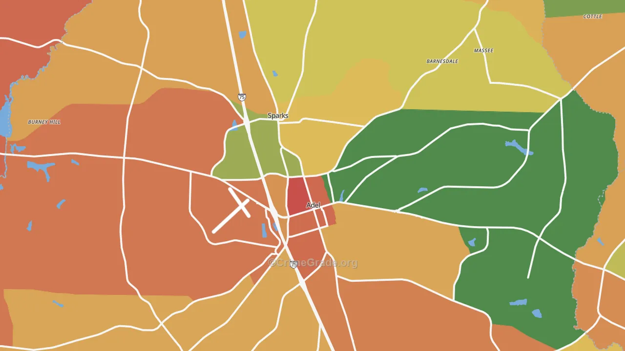 Cook County, GA Map of Theft Rates