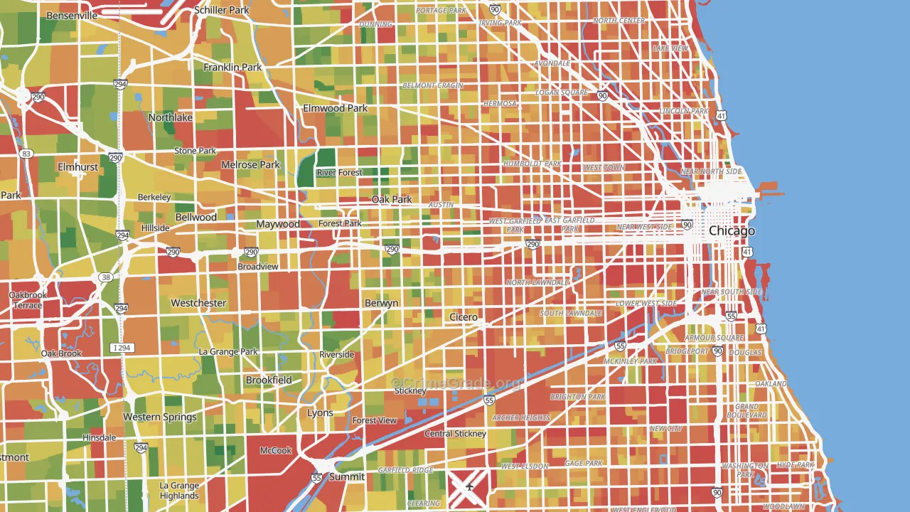 Cook County, IL Map of Theft Rates