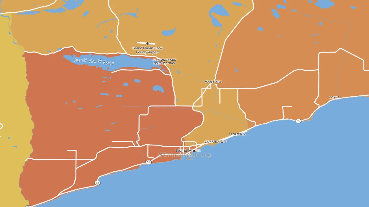 Cook County, MN Map of Theft Rates