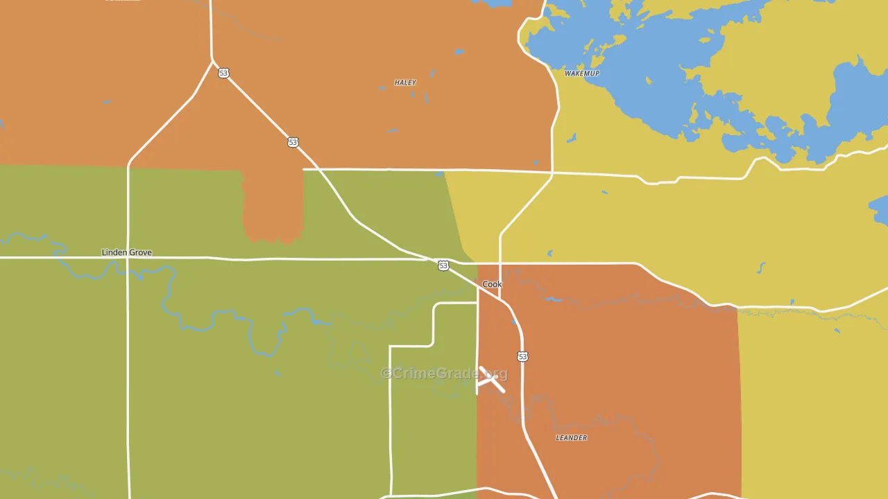 Cook, MN Map of Theft Rates