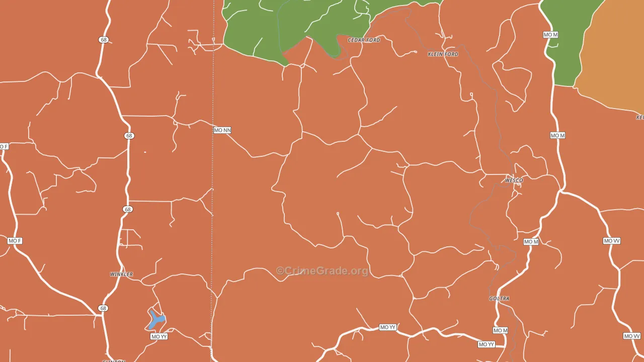 Cook Station, MO Map of Theft Rates