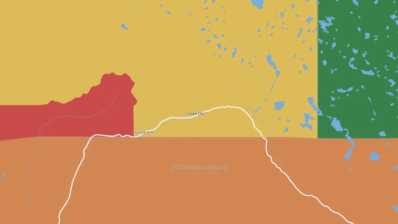 Cooke City, MT Map of Theft Rates