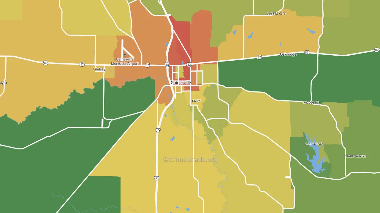 Cooke County, TX Map of Theft Rates