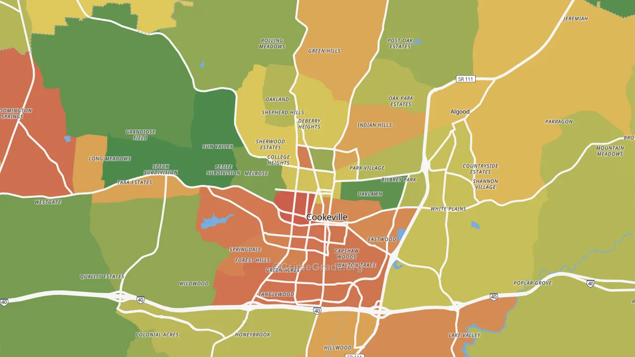 Cookeville, TN Map of Theft Rates