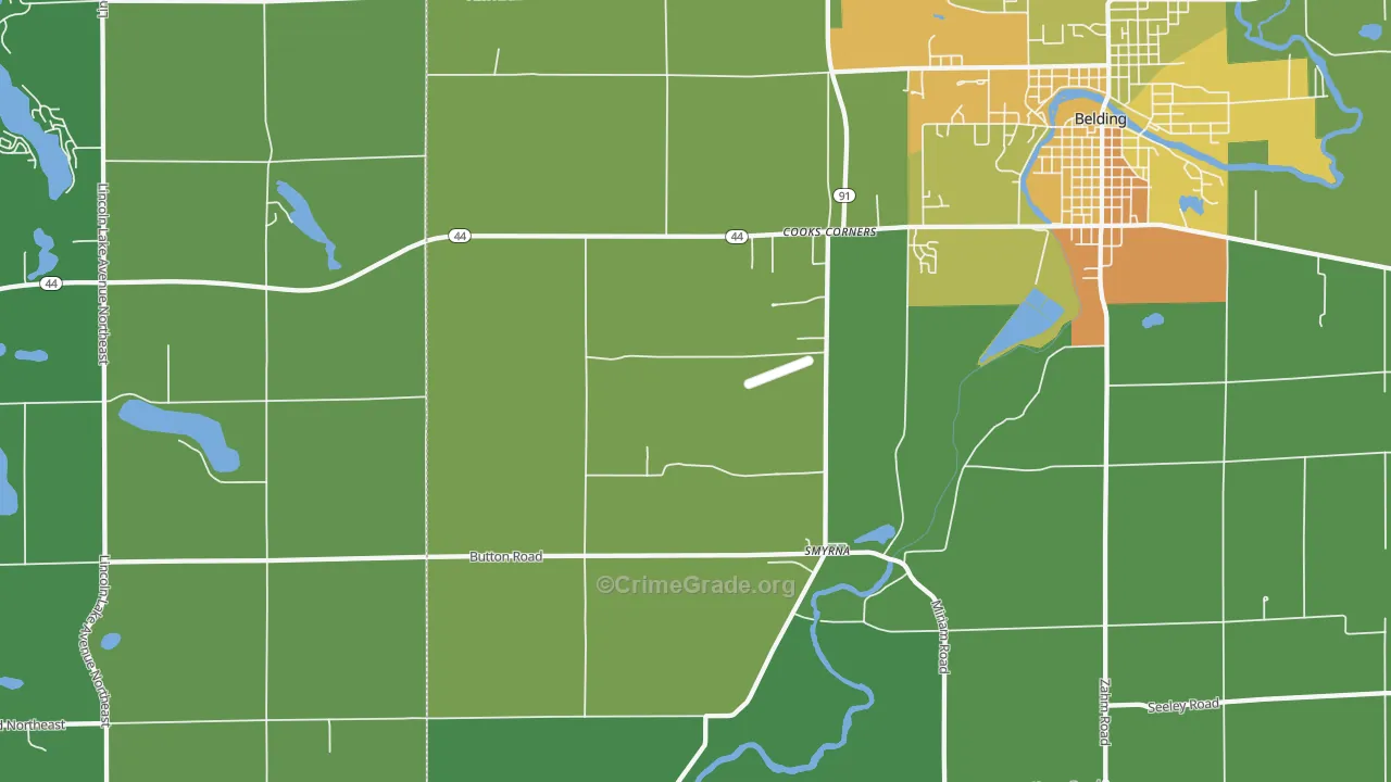 Cooks Corners, MI Map of Theft Rates
