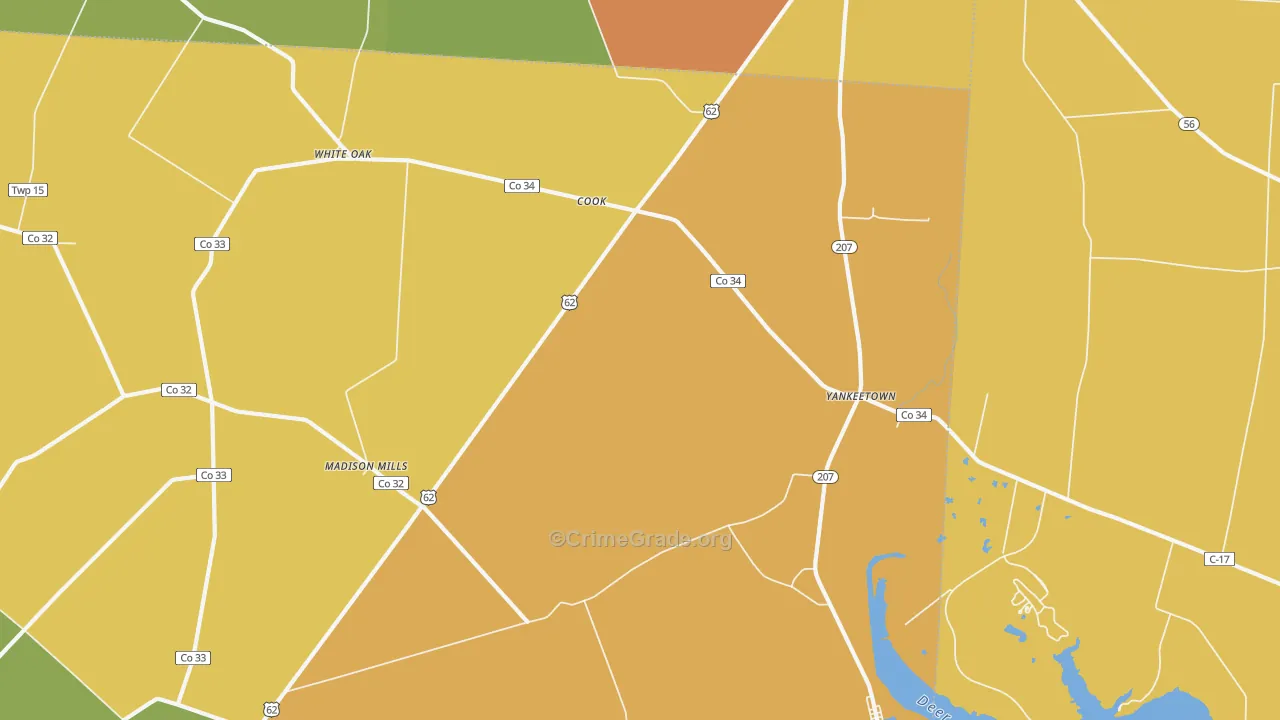 Cooks, OH Map of Theft Rates