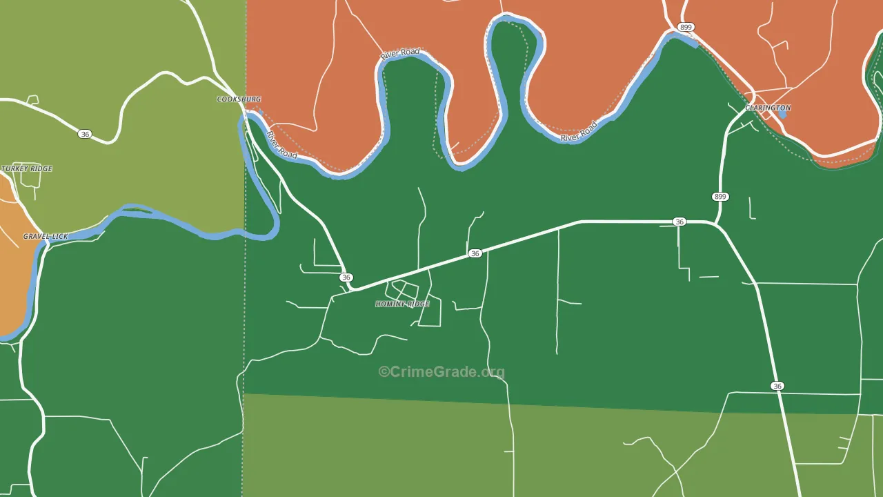 Cooksburg, PA Map of Theft Rates
