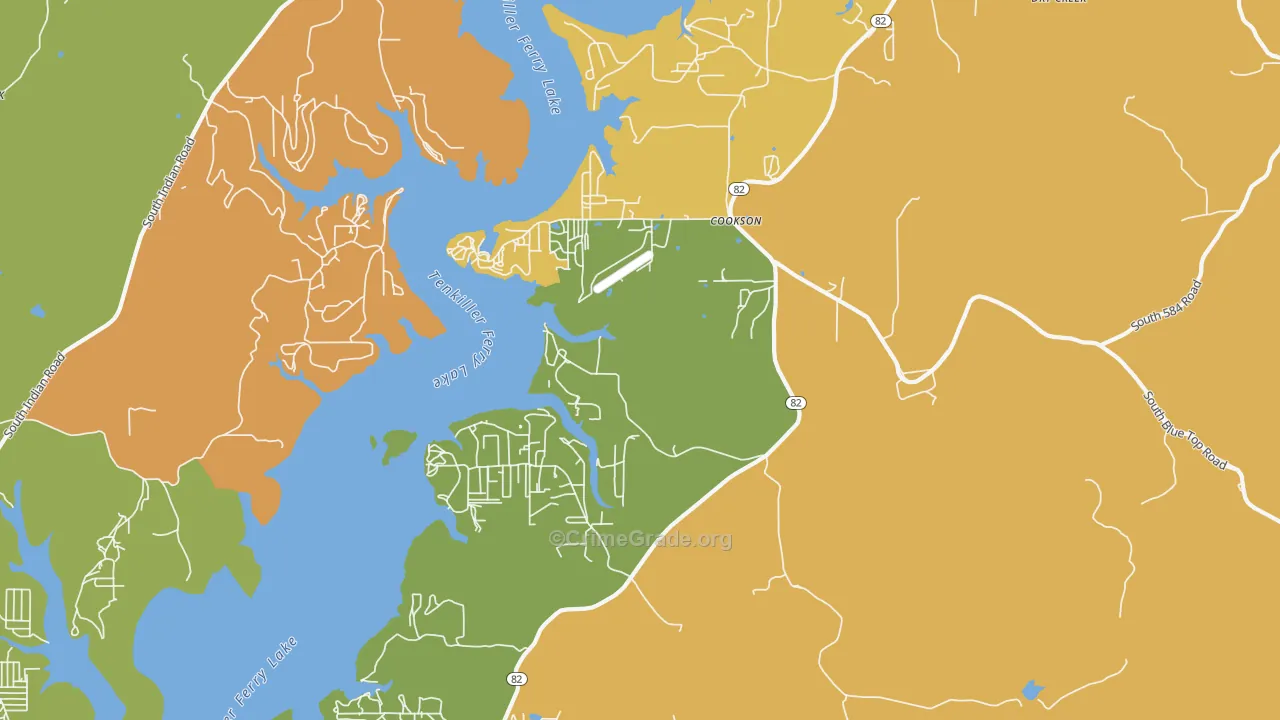 Cookson, OK Map of Theft Rates