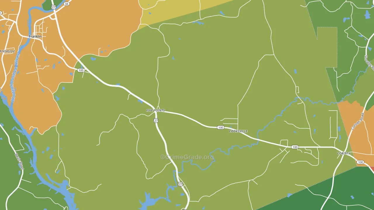 Cooksville, GA Map of Theft Rates