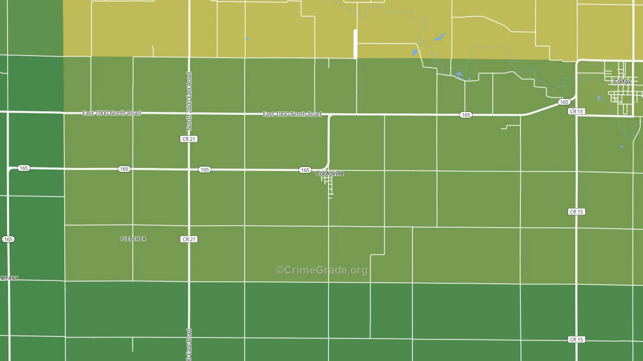 Cooksville, IL Map of Theft Rates
