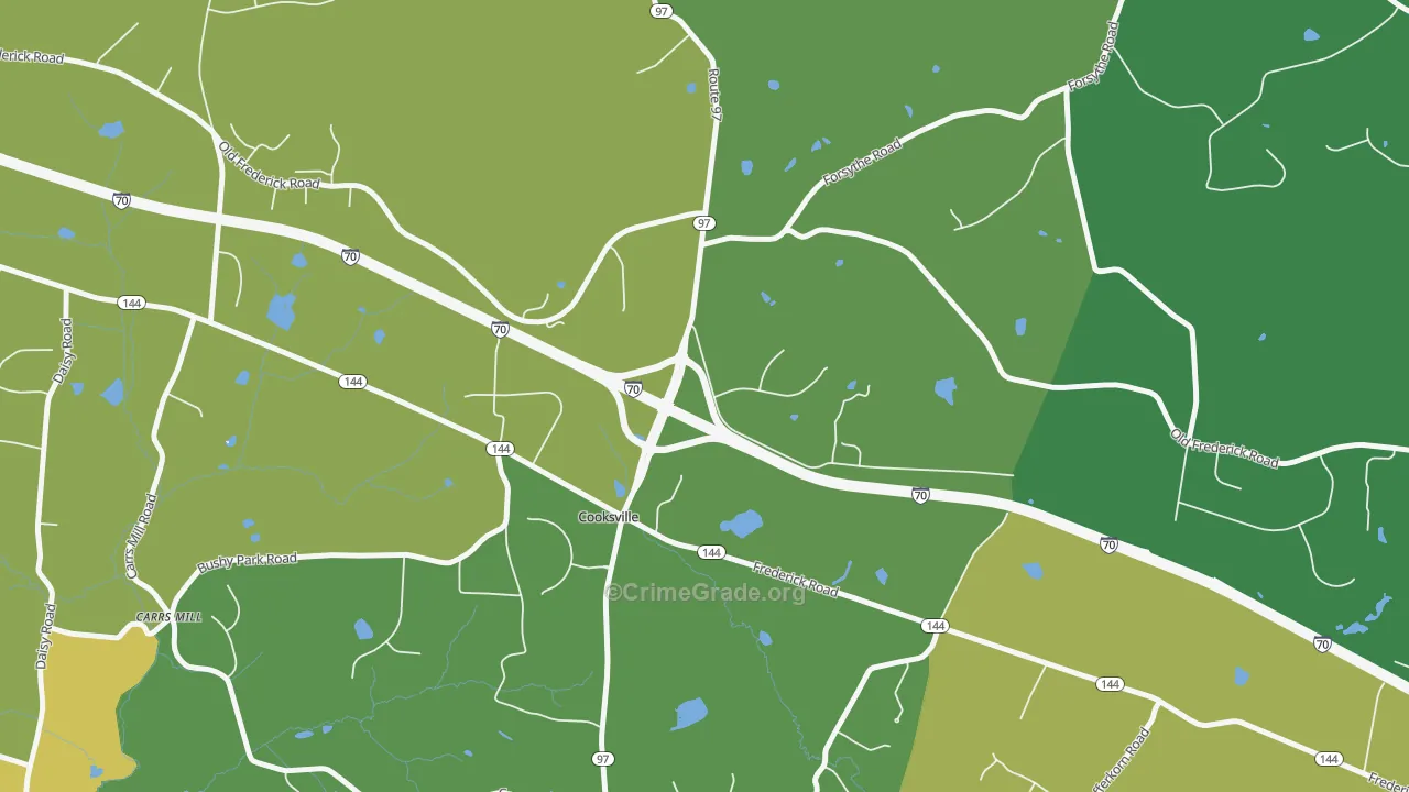 Cooksville, MD Map of Theft Rates