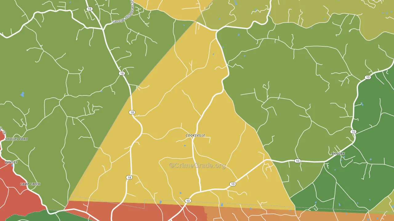 Cooksville, NC Map of Theft Rates
