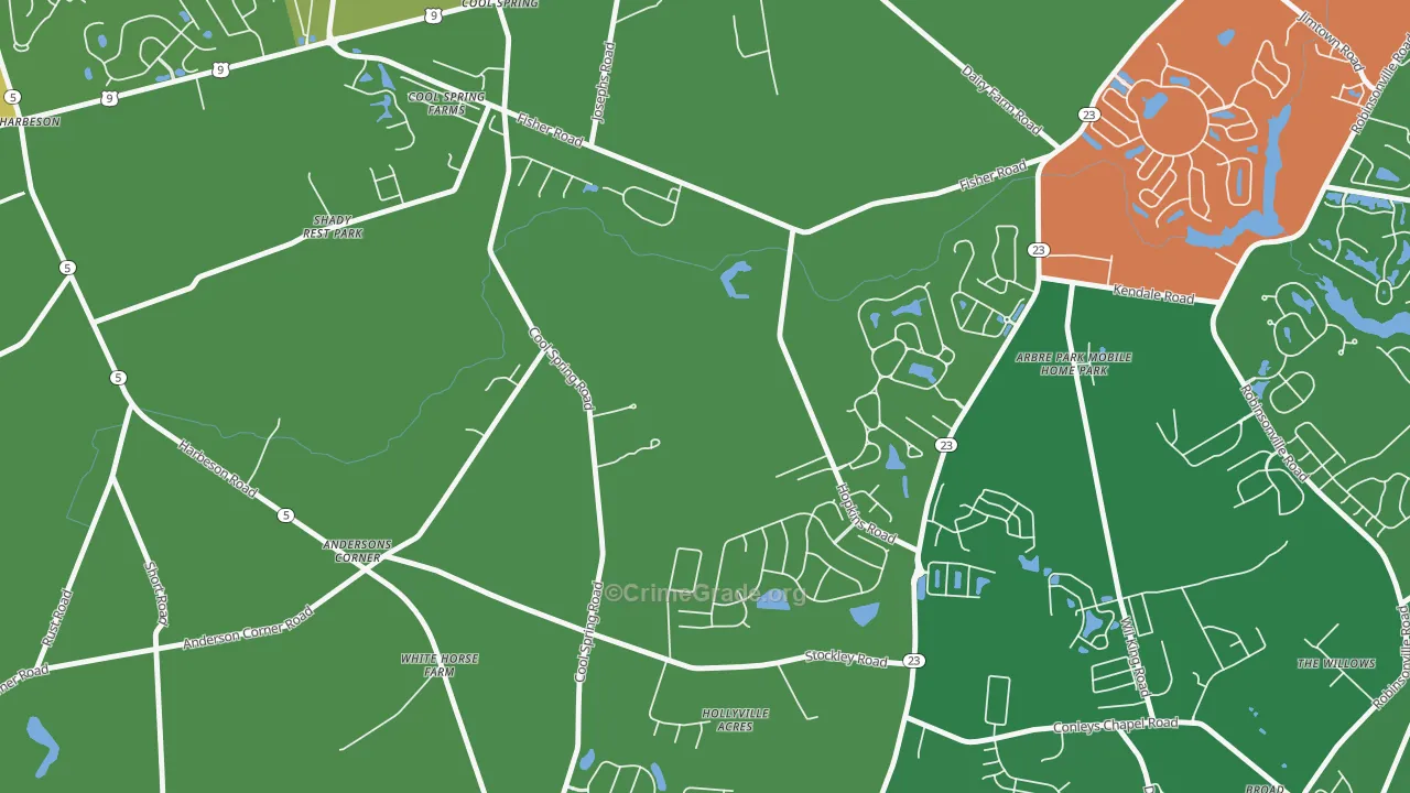 Cool Spring, DE Map of Theft Rates