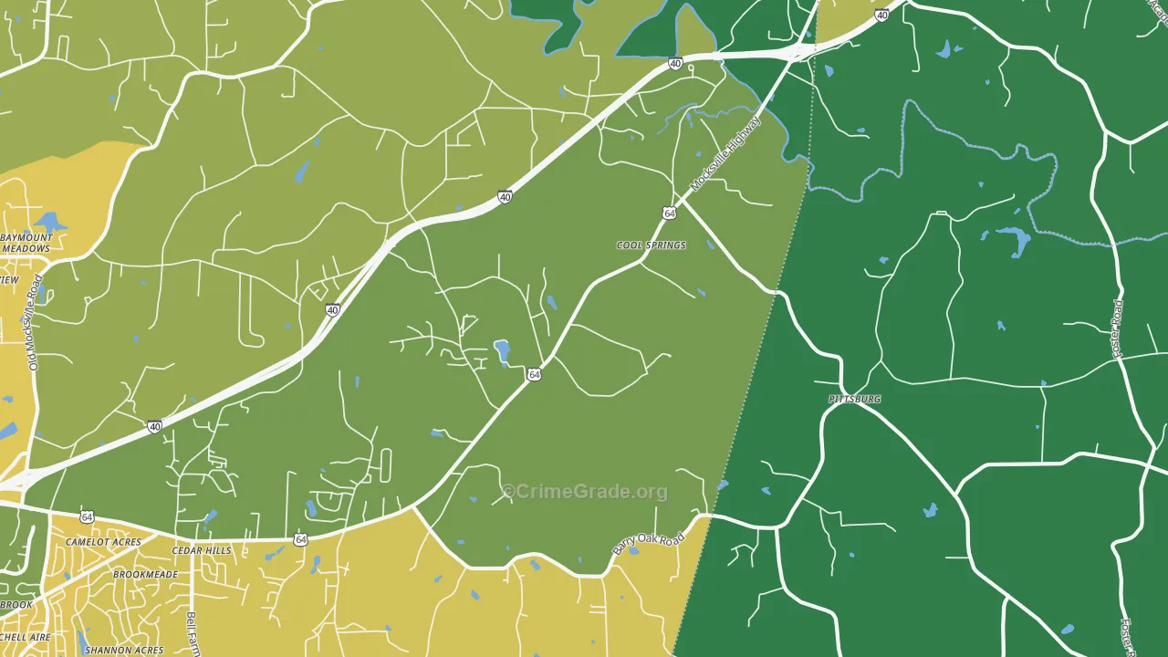 Cool Springs, NC Map of Theft Rates